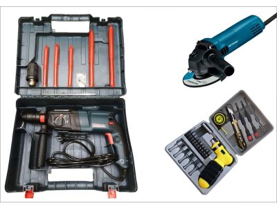 Перфоратор Shtenli 1120P (1120 Вт) со съемной головой + подарок набор инструментов + Угловая шлифмашина Shtenli GA 7050