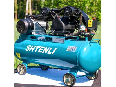 Компрессор Shtenli 80-2 BELT PRO (4 пластмассовых колеса +  в двигателе)