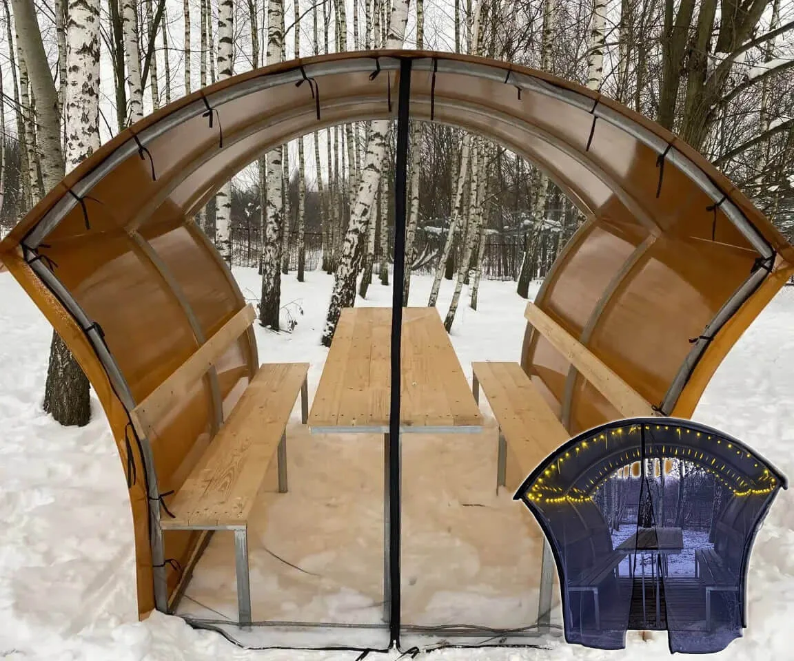 Беседка Астра с обшивкой 2 метра из поликарбоната